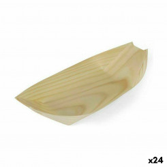 Set of bowls Algon Disposable Wood 4 Pieces, parts 23 cm (24 Units)