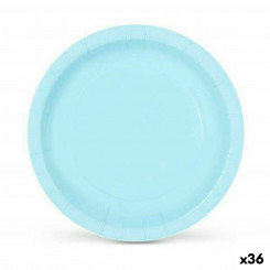 Set of plates Algon Disposable Cardboard Blue 10 Pieces, parts 20 cm (36 Units)