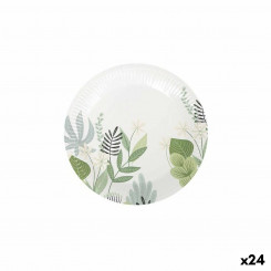 Set of plates Algon Disposable Cardboard Floral 12 Pieces, parts 18 cm (24 Units)