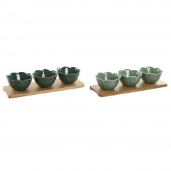 Set za Predjelo Home ESPRIT Green Dark green Bamboo Porcelain Tropical 4 Pieces, parts 32 x 10 x 7 cm (2 Units)