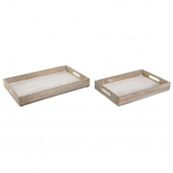 Set of trays Home ESPRIT White Mango Wood Wood MDF 44 x 29 x 5 cm (2 Units)