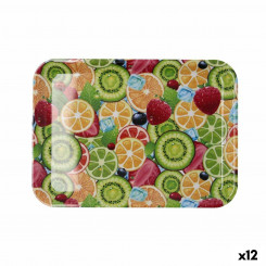 Breakfast tray Quid Habitat Multicolor Plastic 32 x 23 x 1.7 cm With handles Fruits (12 Units)