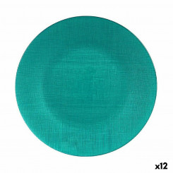 Flat plate Turquoise blue Glass Ø 32 cm (12 Units)