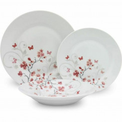 Chinese Tableware White Butterflies 18 Pieces, parts