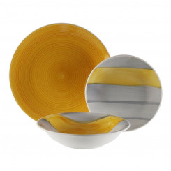 Dish Set Versa Leanne Yellow Ceramic 26.5 x 26.5 cm 18 Pieces, parts