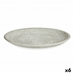 Decorative plate Ø 29 cm Spiral White Wood MDF (6 Units)
