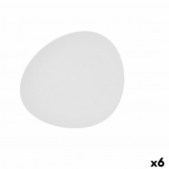 Flat plate Bidasoa Fosil White Ceramic oval 28 x 24.8 x 2.5 cm (6 Units)