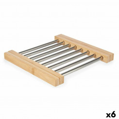 Table Mat Silver Metal Bamboo 36,4 x 2,2 x 21,3 cm (6 Units)