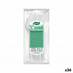 Set of forks Algon Recyclable White 36 Units 18 cm