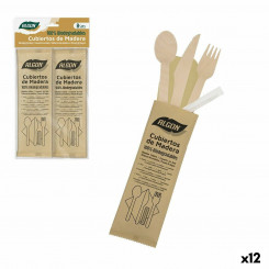 Cutlery set Algon 45 Pieces, parts Wood (12 Units)
