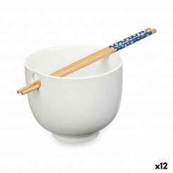 Bowl White Bamboo 24 x 10.7 x 13.3 cm (12 Units) Toothpicks asiatico/oriental
