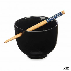 Bowl Black Bamboo 24 x 10.7 x 13.3 cm (12 Units) Toothpicks asiatico/oriental