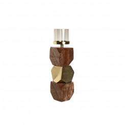Candleholder DKD Home Decor 10 x 10 x 40,5 cm Crystal Golden Brown Aluminium Mango wood