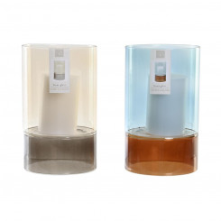 Candleholder DKD Home Decor Crystal Bicoloured Wax (2 Units) (13 x 13 x 21 cm)