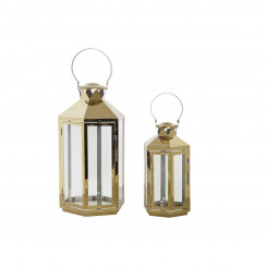 Lantern DKD Home Decor Crystal Golden Steel (24 x 21 x 46 cm) (2 pcs)