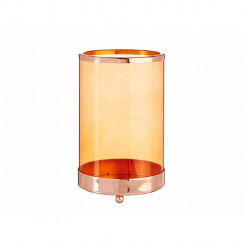 Candleholder Copper Amber Cylinder Metal Glass (12,2 x 19,5 x 12,2 cm)