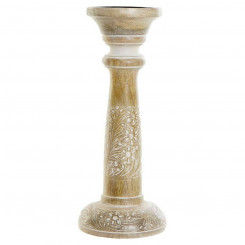 Candle Holder DKD Home Decor 12,5 x 12,5 x 31 cm Floral Metal Brown White Mango wood Indian Man