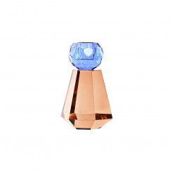 Candleholder DKD Home Decor 7 x 7 x 12 cm Crystal Blue Amber Bicoloured