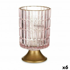 Светодиодный Фонарь Розовый Золотой Стекло 10,7 x 18 x 10,7 см (6 шт.)