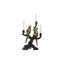 Candle Holder DKD Home Decor 22,5 x 13 x 29,5 cm Black Golden Resin Parrot Tropical