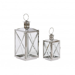 Latarnia Home ESPRIT Silver Crystal Steel Chrome 16 x 15 x 32 cm (2 Pieces, parts)