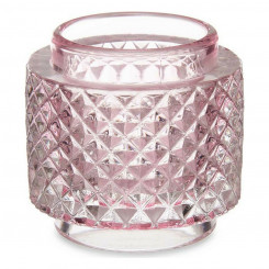 Roosa klaasist küünlajalg (7,5 x 7,5 x 7,5 cm)