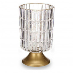 LED laterna metallist kuldne läbipaistev klaas (10,7 x 18 x 10,7 cm)