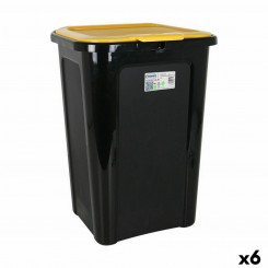 Trash can Tontarelli Coverline Yellow 44 L Black 38.5 x 34.5 x 54.5 cm (6 Units)