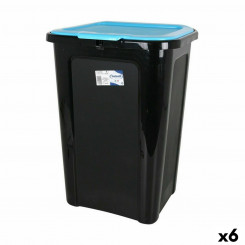 Trash can Tontarelli Coverline Blue 44 L Black 38.5 x 34.5 x 54.5 cm (6 Units)