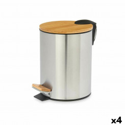 pedal bin Brown Silver Bamboo Stainless steel 5 L (4 Units)