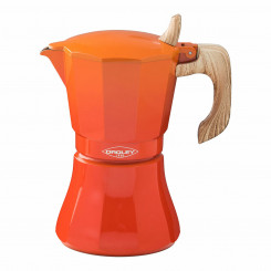Italian Coffee Pot Oroley Petra 6 Cups Orange Aluminium