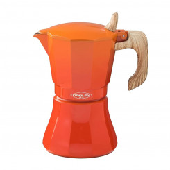 Italian Coffee Pot Oroley Petra 9 Cups Orange Aluminium