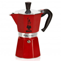 Italian Coffee Pot Bialetti Moka Express Red Aluminium 6 Cups