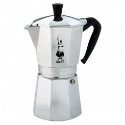 Italian Coffee Pot Bialetti Moka Express Silver Aluminum 12 Cups 0.75 L