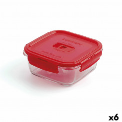 Hermeetiline lõunakarp Luminarc Pure Box, 760 ml punane klaas (6 ühikut)