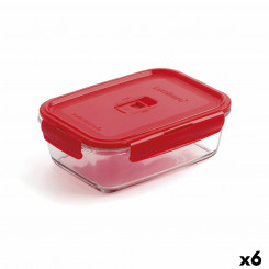 Hermeetiline lõunakarp Luminarc Pure Box Red 16 x 11 cm 820 ml klaas (6 ühikut)