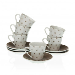 Set of Mugs with Saucers Versa Coffee Stars Porcelain (12 Pieces)