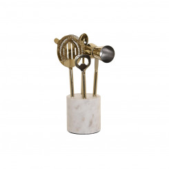 Cocktail Set DKD Home Decor 10 x 3 x 21 cm Silver Golden Stainless steel Marble