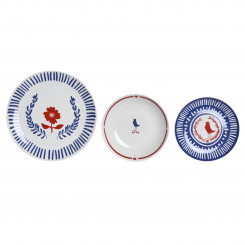 Набор столовой посуды DKD Home Decor Фарфор Красный Синий Белый 27 x 27 x 3 см 18 предметов