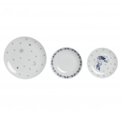 Sööginõude komplekt DKD Home Decor portselan sinine valge 27 x 27 x 3 cm 18 tükki