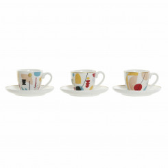 Piece Coffee Cup Set DKD Home Decor Abstract Bone China Porcelain (80 ml) (6 pcs)