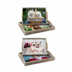 Set of trays DKD Home Decor Multicolour MDF Wood (2 Pieces) (40 x 30 x 6 cm) (2 Units)
