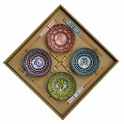 Набор для суши DKD Домашний декор Разноцветный бамбук Мандала Керамическая посуда Восточный (12 предметов)
