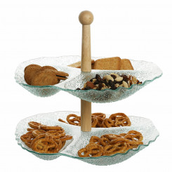 Snack tray DKD Home Decor Crystal Natural Transparent Bamboo (26 x 26 x 35 cm)