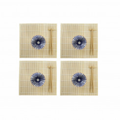 Набор для суши DKD Home Decor Синий Белый Бамбуковый Керамогранит (14,5 x 14,5 x 31 см)