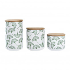 3 Tubs DKD Home Decor Natural White Green Bamboo Stoneware Tropical (3 Pieces)