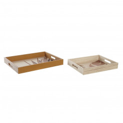 Set of trays DKD Home Decor Natural Mustard MDF Wood 40 x 5 x 30 cm Boho (2 Units)