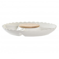 Snack tray DKD Home Decor 25,5 x 25,5 x 3 cm Natural Porcelain White