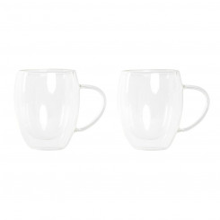 Piece Coffee Cup Set DKD Home Decor Crystal Transparent Borosilicate Glass (350 ml)