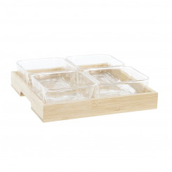 Snack tray DKD Home Decor 21 x 21 x 6 cm Crystal Natural 280 ml